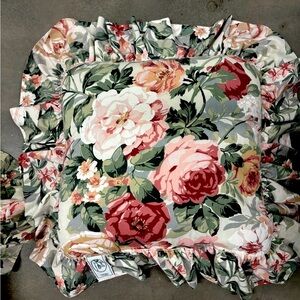 Vintage 90's Arbor Rose Floral Ruffle Pillow Croscill Flowers shabby chic